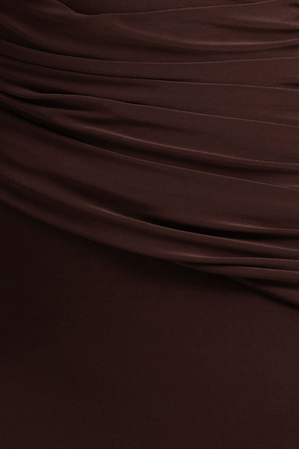 Valina | Brown Ruched Asymmetric Maxi Dress With Drape