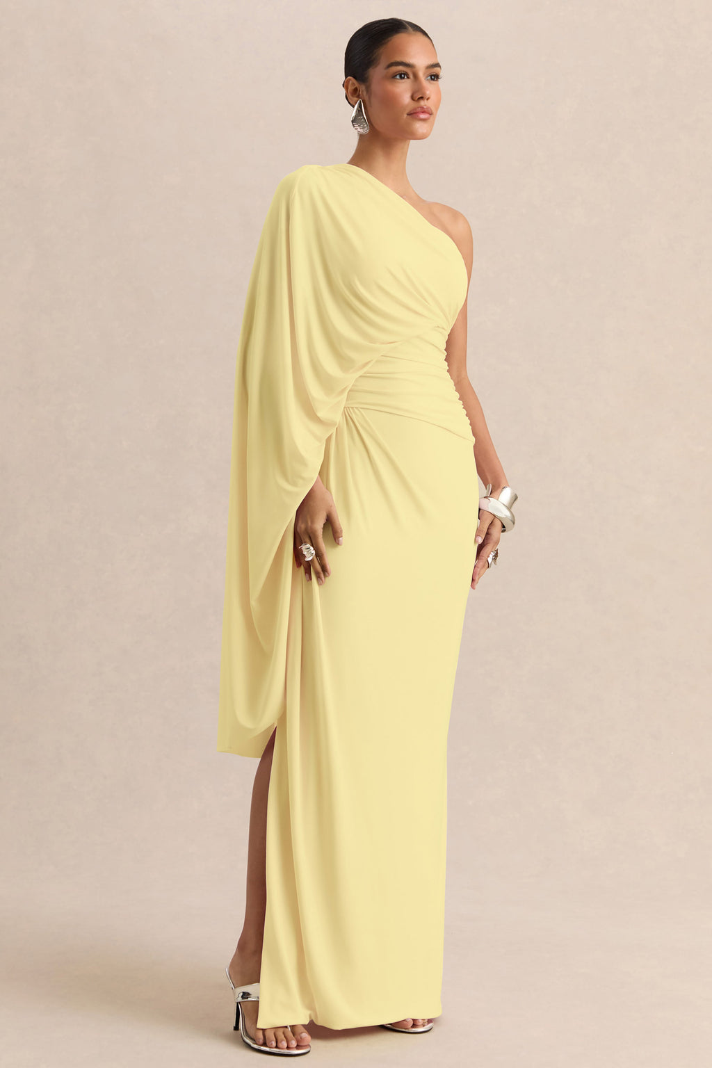Sabella | Lemon Asymmetric-Neck Maxi Dress