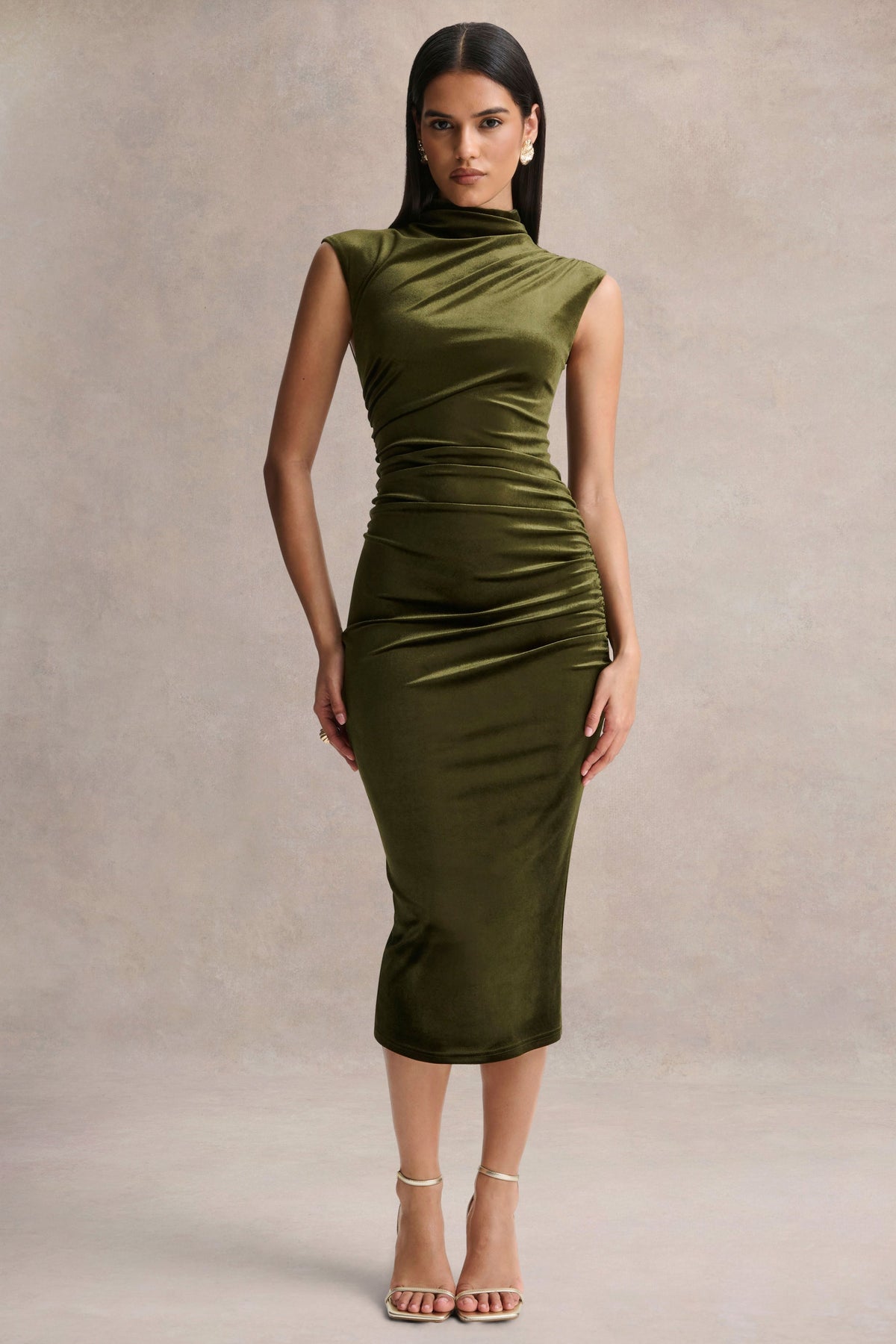 adrina dark pink draped one shoulder midi dress Adrina | Dark Pink Draped One Shoulder Midi Dress  Club L London