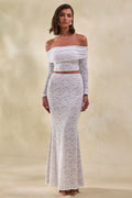 Viselle | White Lace Maxi Skirt