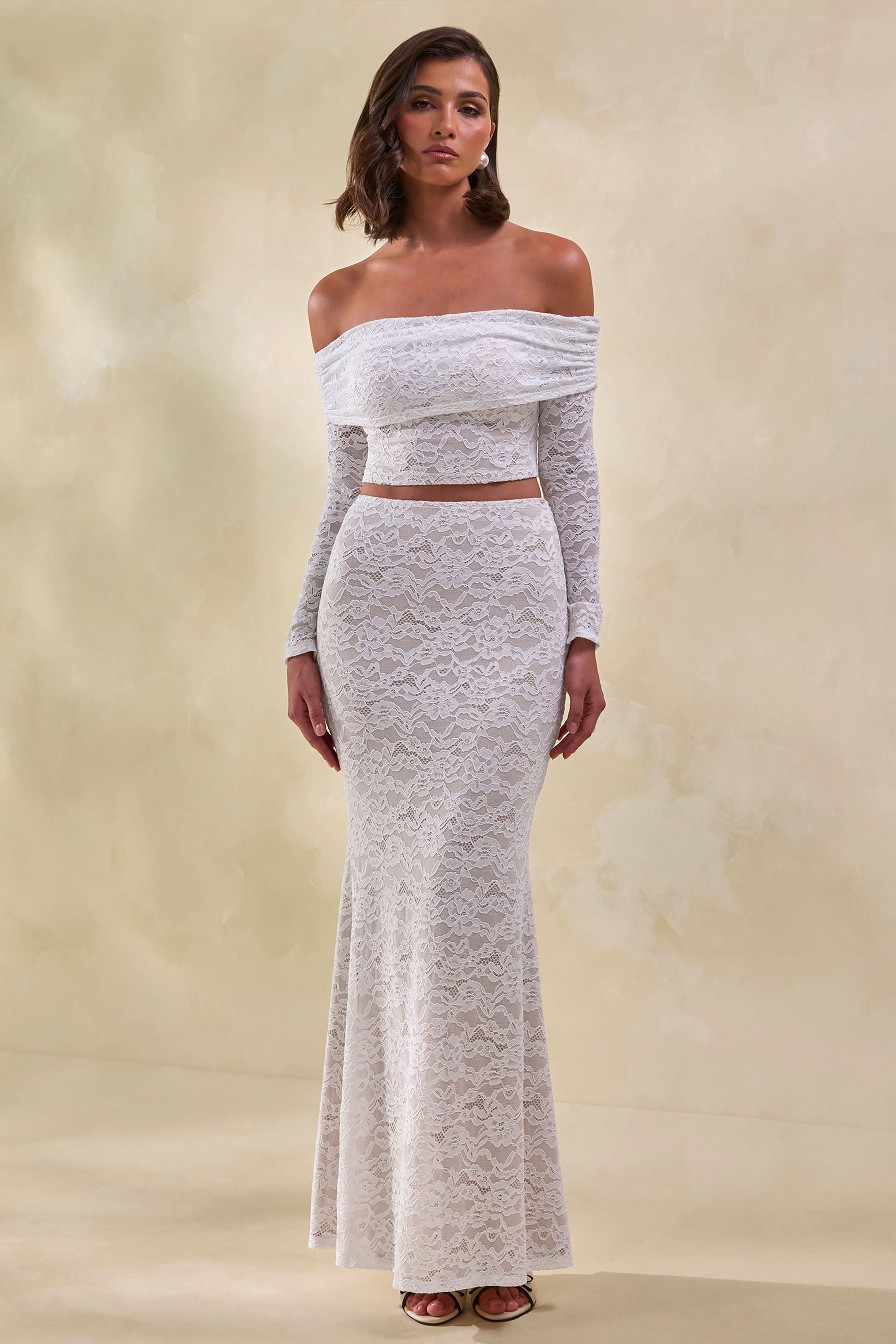Viselle | White Lace Maxi Skirt