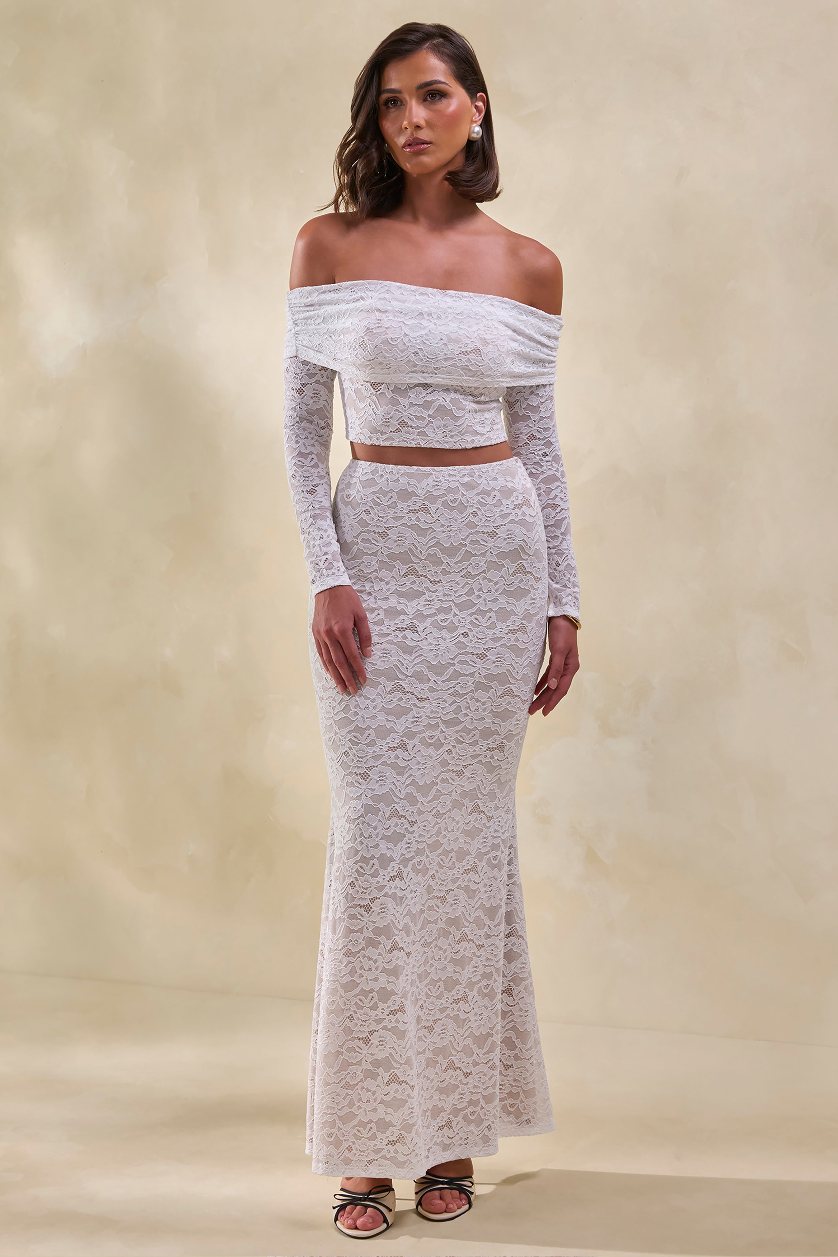 Viselle | White Lace Maxi Skirt