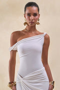 Kesia | White Twisted Asymmetric Thong Bodysuit