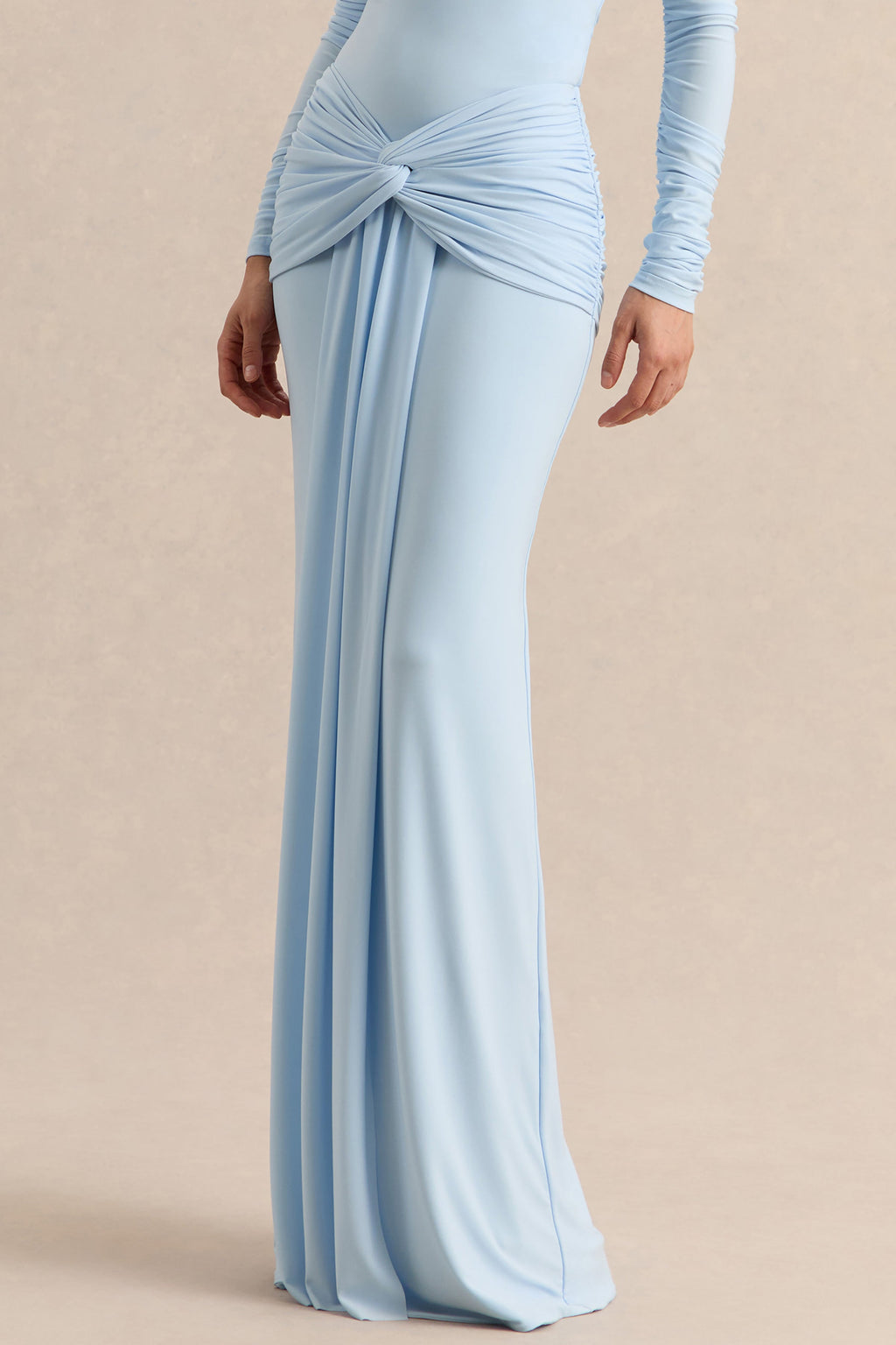 Flynne | Blue Wrapped Maxi Skirt With Sash