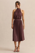 Hedira | Brown High-Neck Midi Dress