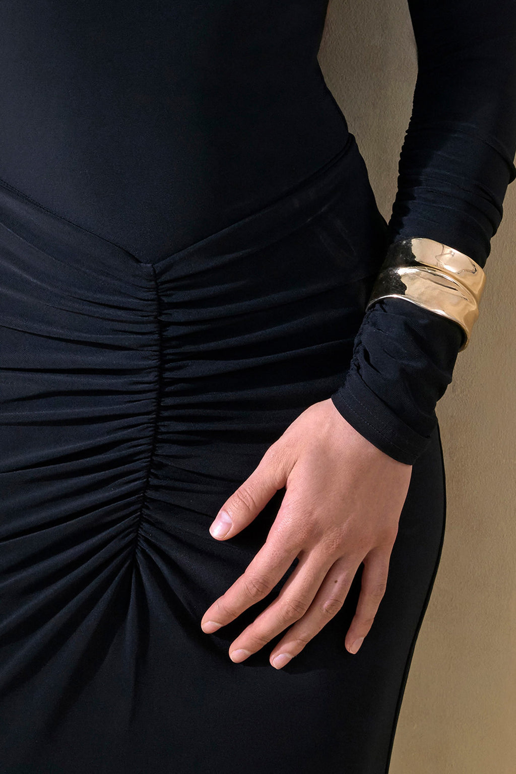 Micaela | Black Ruched Maxi Skirt