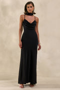Anarelle | Black Satin Cowl-Neck Maxi Dress