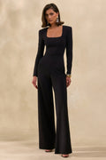 Elasse | Black Square-Neck Jumpsuit