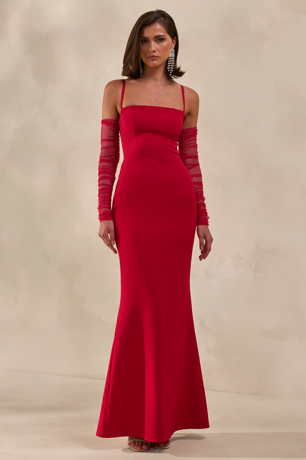 Zavira | Red Square-Neck Maxi Dress