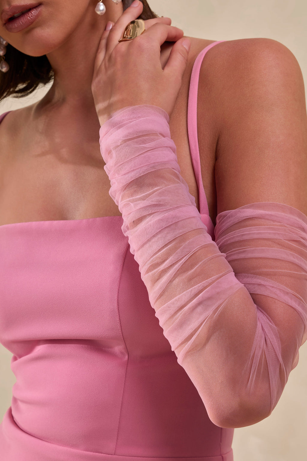 Zavira | Pink Mesh Long Sleeves
