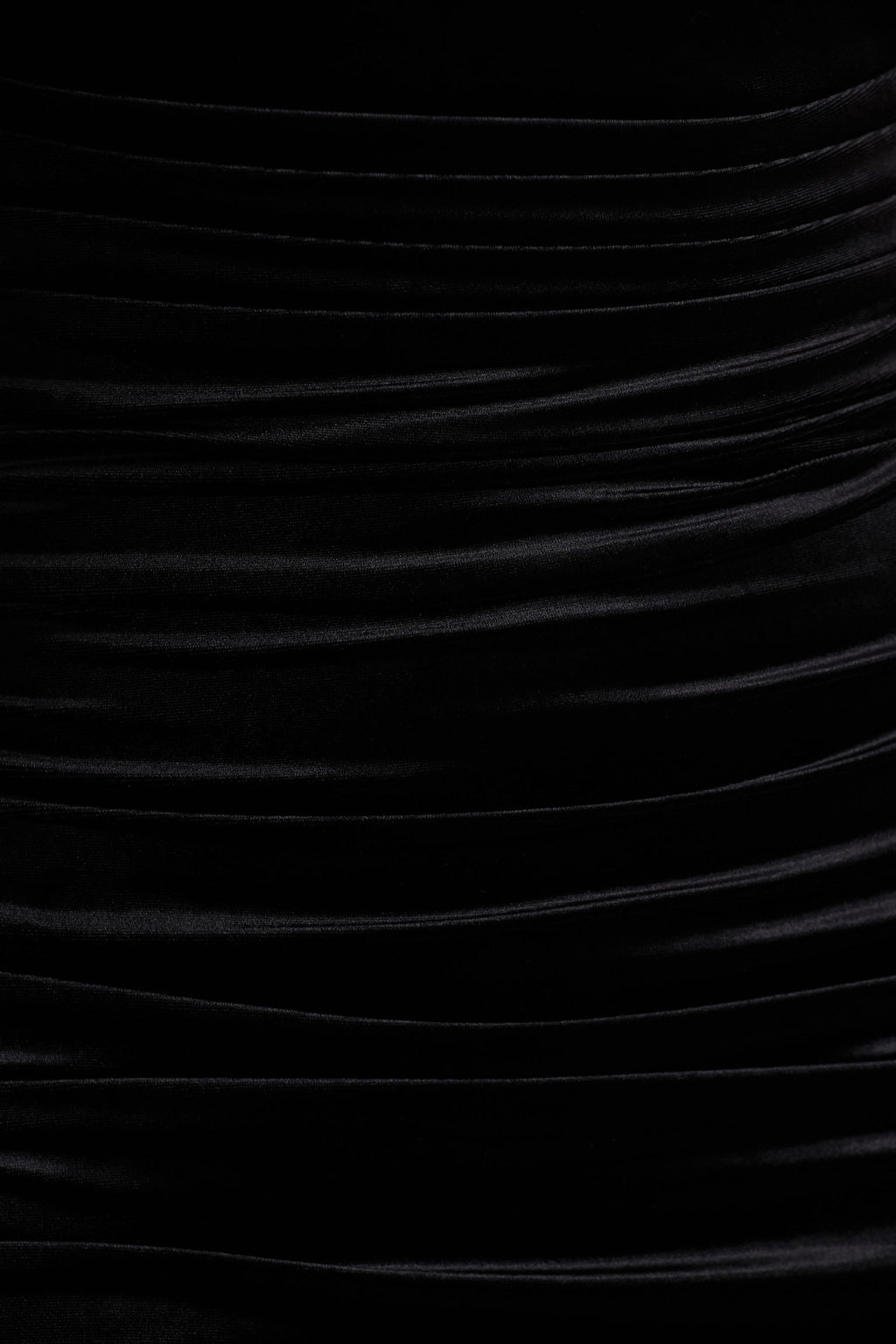 Chrissy | Black Velvet Square-Neck Midi Dress With Mesh-Sleeves And Ruched Detailing