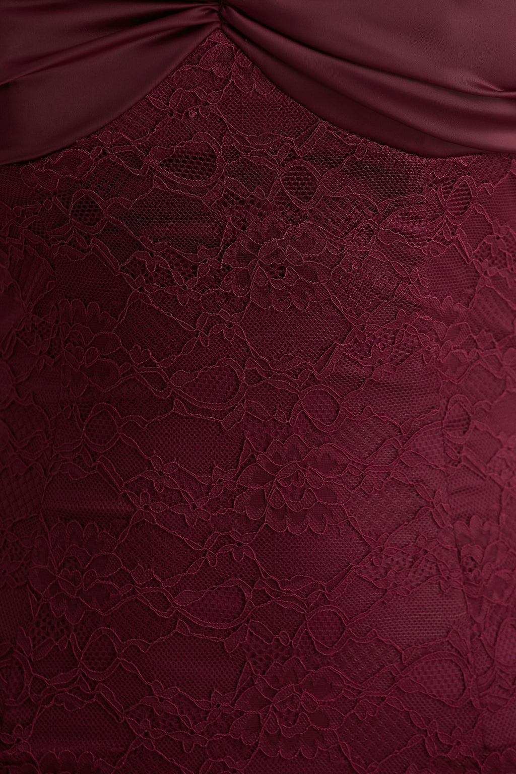 Juana | Burgundy Lace And Satin Sweetheart-Neck Satin Maxi Dress